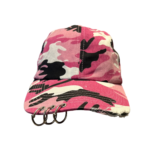 Triple Pierced Camo Hat (Pink Camo)