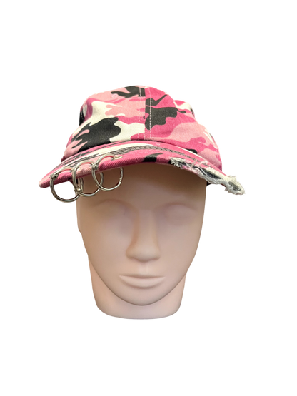 Triple Pierced Camo Hat (Pink Camo)